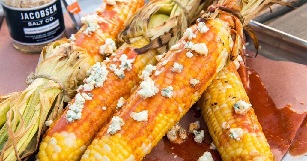 Grilled Buffalo Blue Cheese Corn