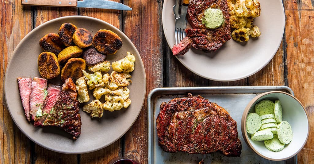 Grilled Rib-Eye With Green Butter