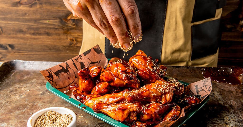 BBQ Chicken Wings With Spicy Honey Glaze