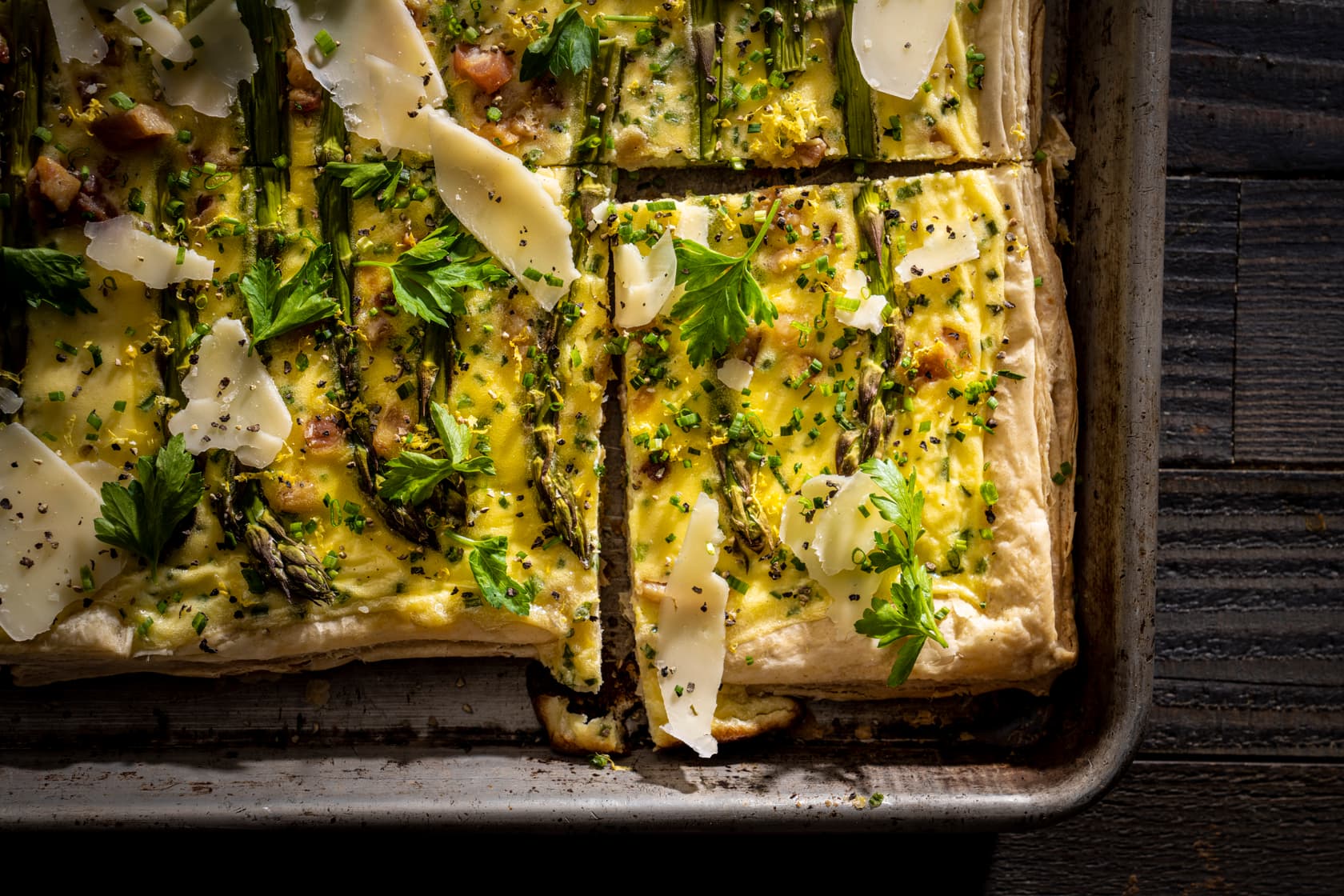 Baked Asparagus Pancetta Cheese Tart