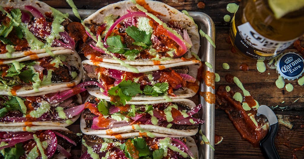 Brisket Tacos with Smoked Cilantro Cream