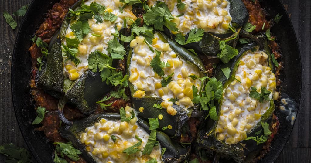 Corn & Cheese Chile Rellenos