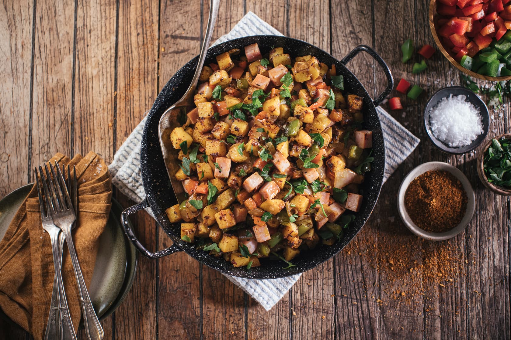 Flat Top Country-Style Potato Hash with Ham