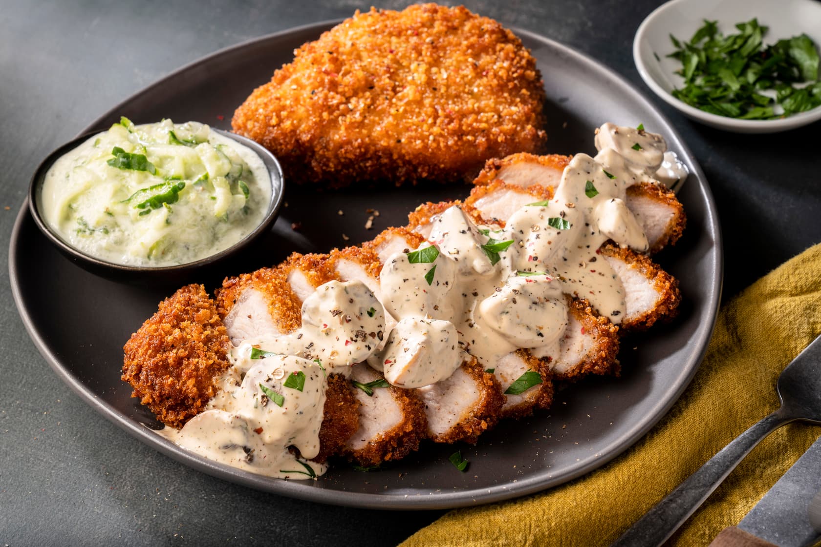 Pork Schnitzel with Mushroom Cream Sauce