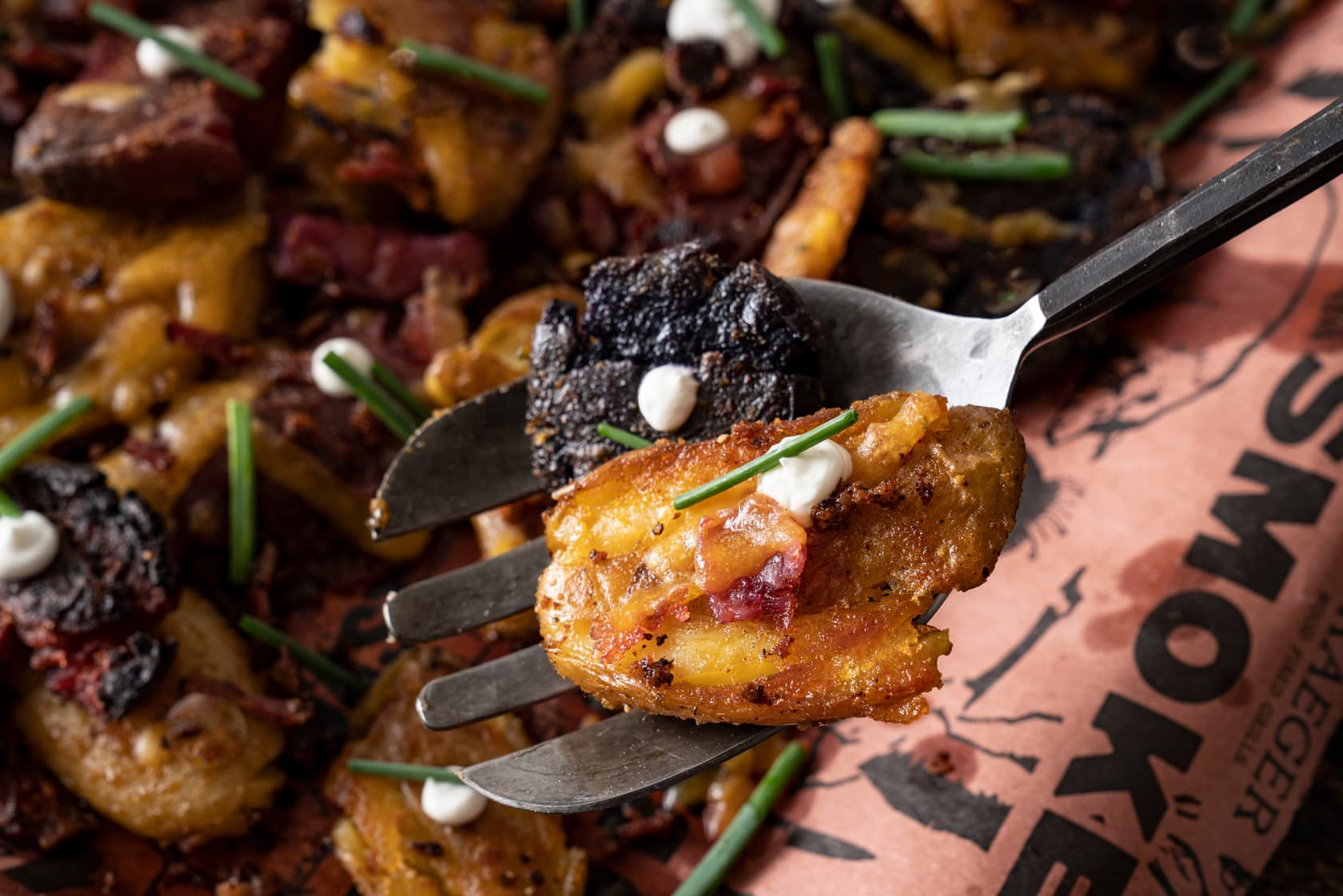 Smashed Bacon Cheddar Baby Potatoes