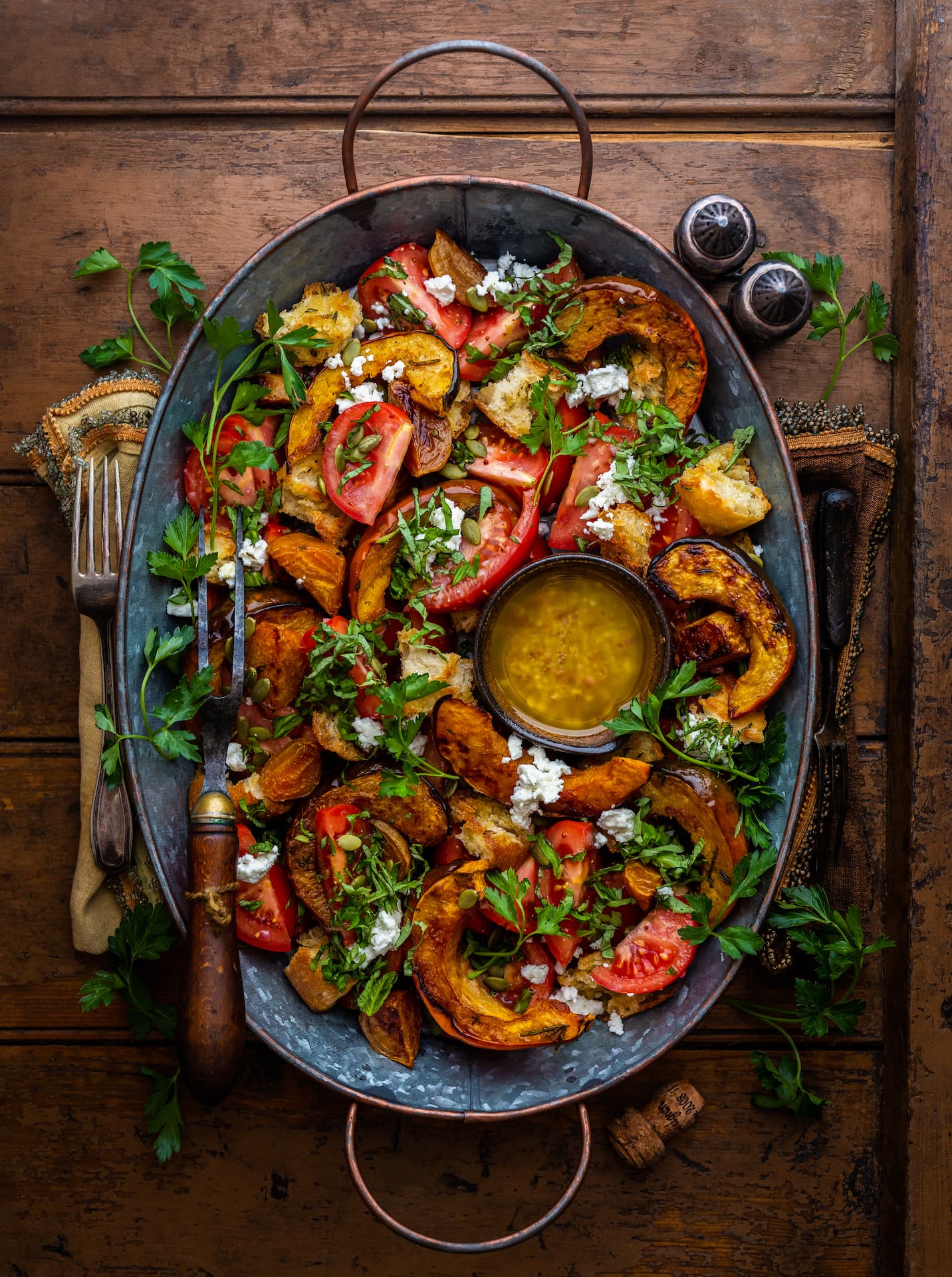Roasted Squash & Heirloom Tomato Panzanella Salad