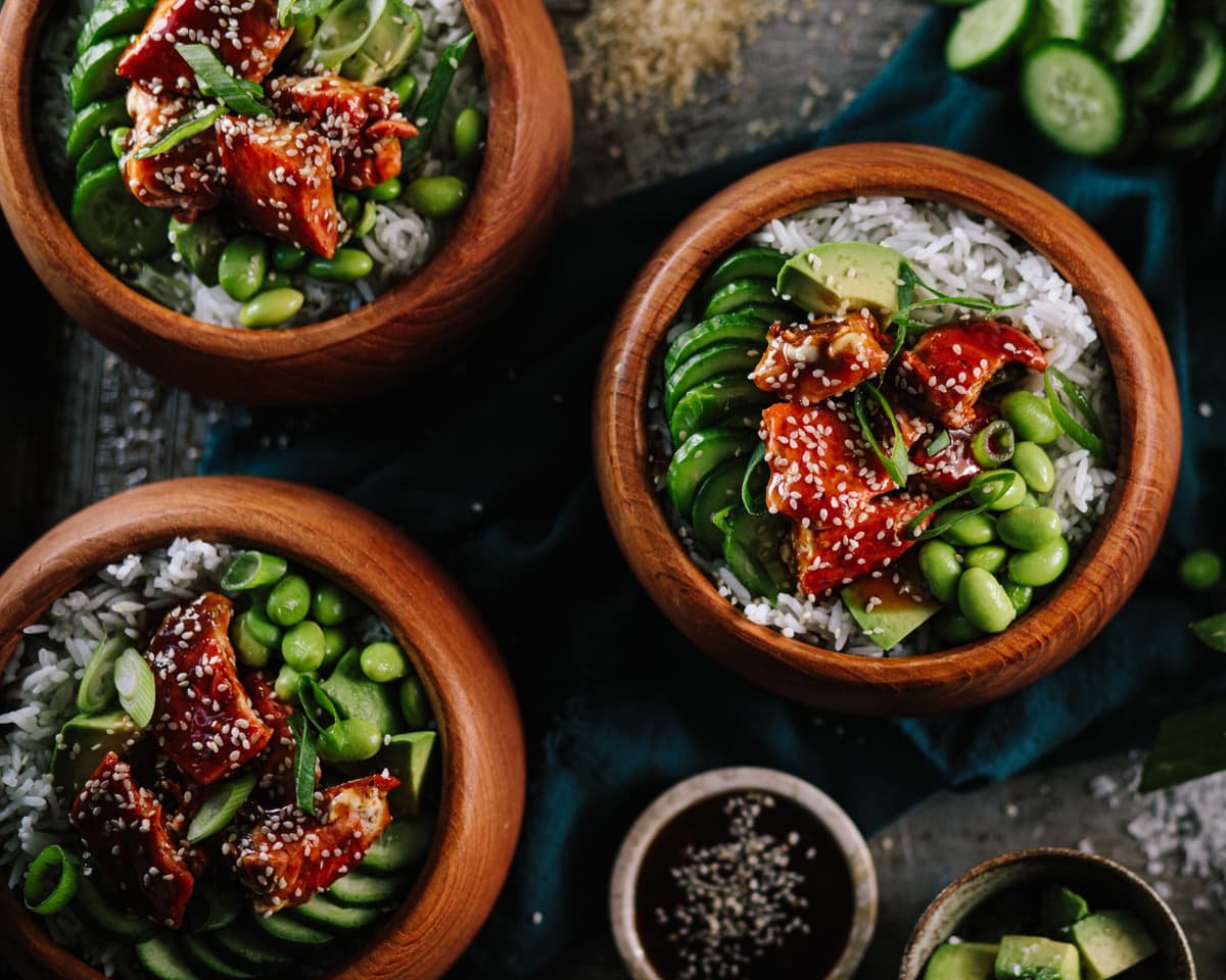 Flat Top Teriyaki Salmon Bowls