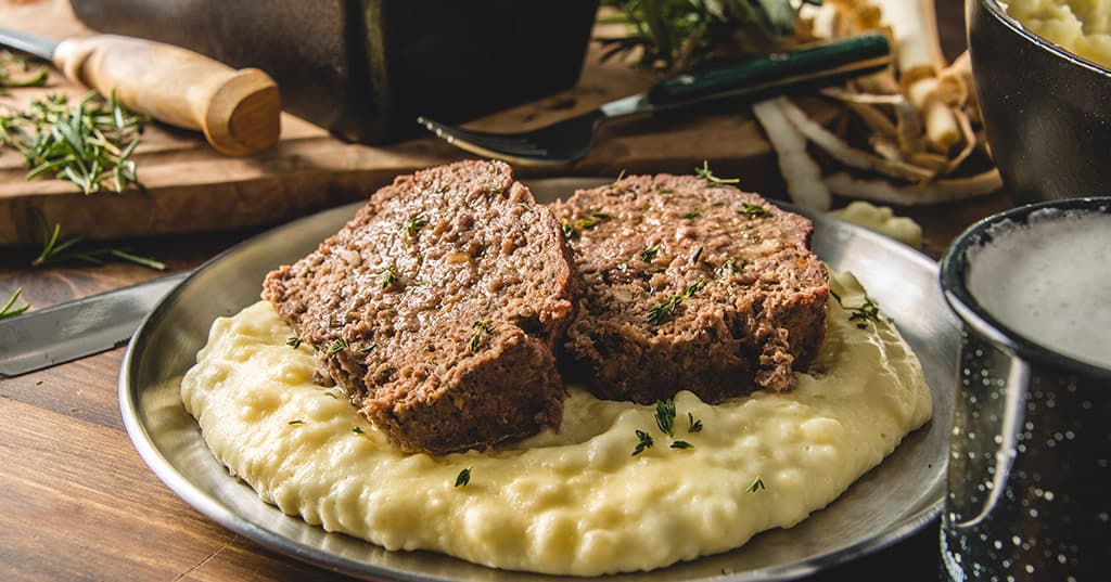 Baked Venison Meatloaf with Potato Parsnip Mash