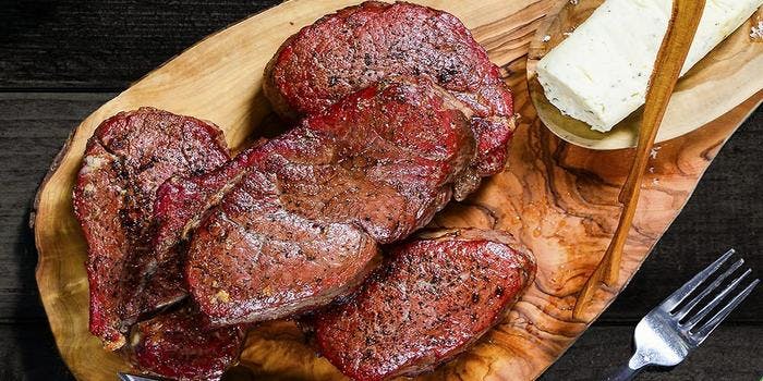 image of Beef Tenderloin Steaks with Blue Cheese and Peppercorn Butter