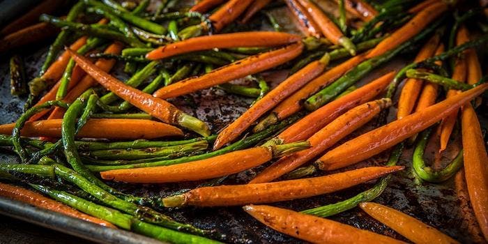 image of Grilled Asparagus & Honey-Glazed Carrots