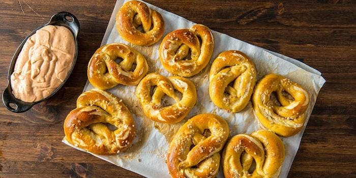 image of Baked Soft Pretzel With Beer Cheese Sauce