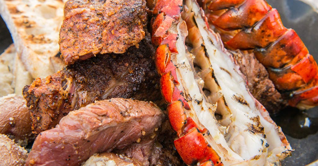 Reverse Sear Rib Eye Steak With Lobster