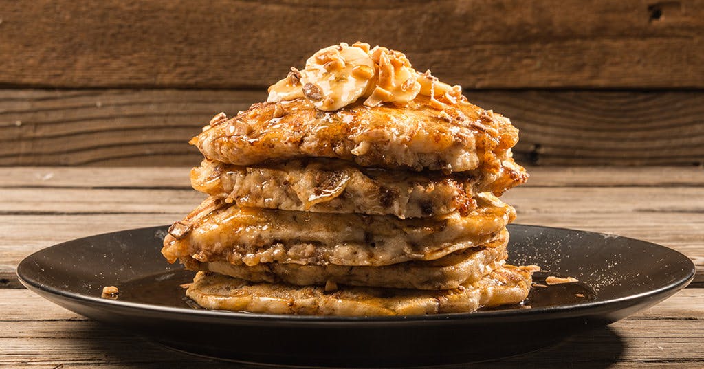 Grilled Banana Toffee Pancakes