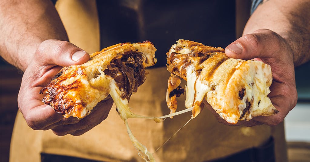 Grilled Cheese with Caramelized Onions and Three-Cheese Blend