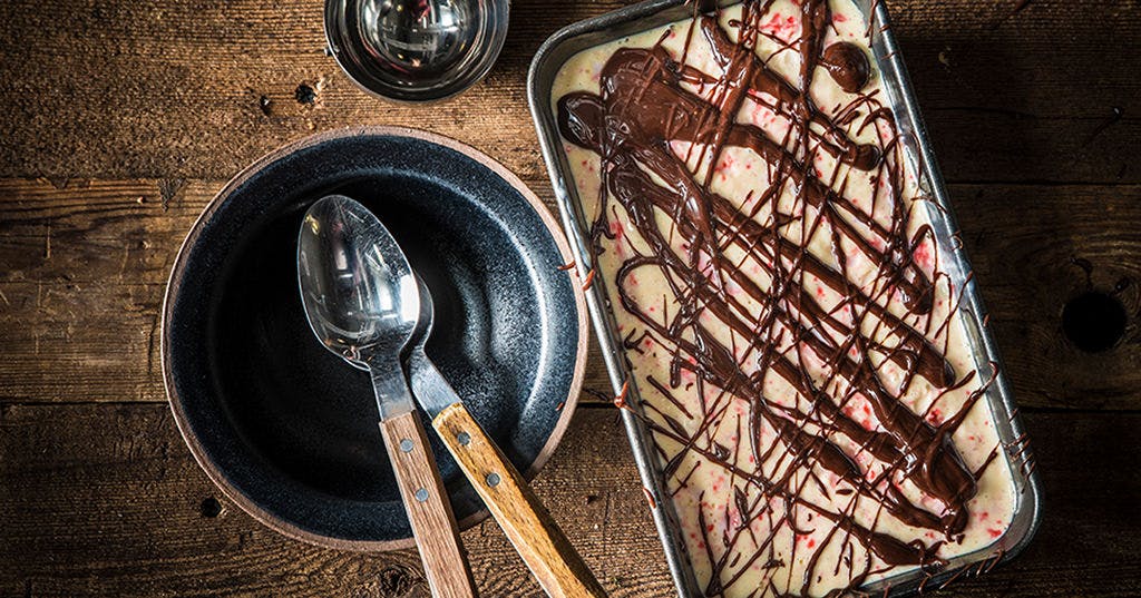 Peppermint Ice Cream with Smoked Hot Fudge