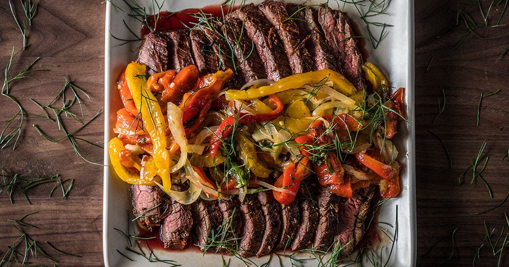 Grilled Flank Steak With Peperonata
