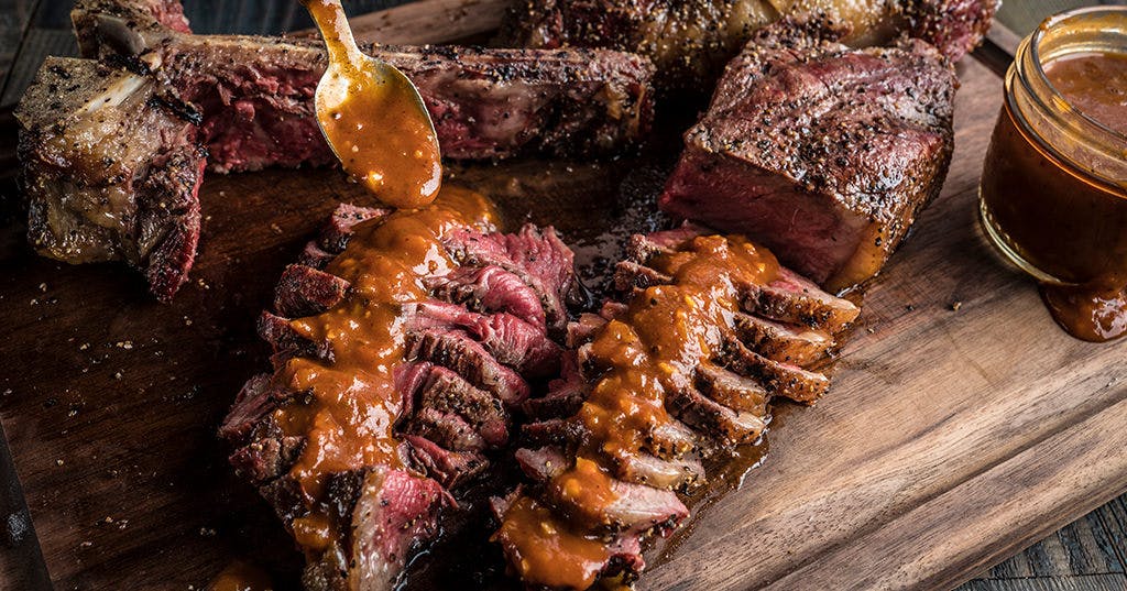Grilled T-Bone Steaks with Bloody Mary Steak Sauce