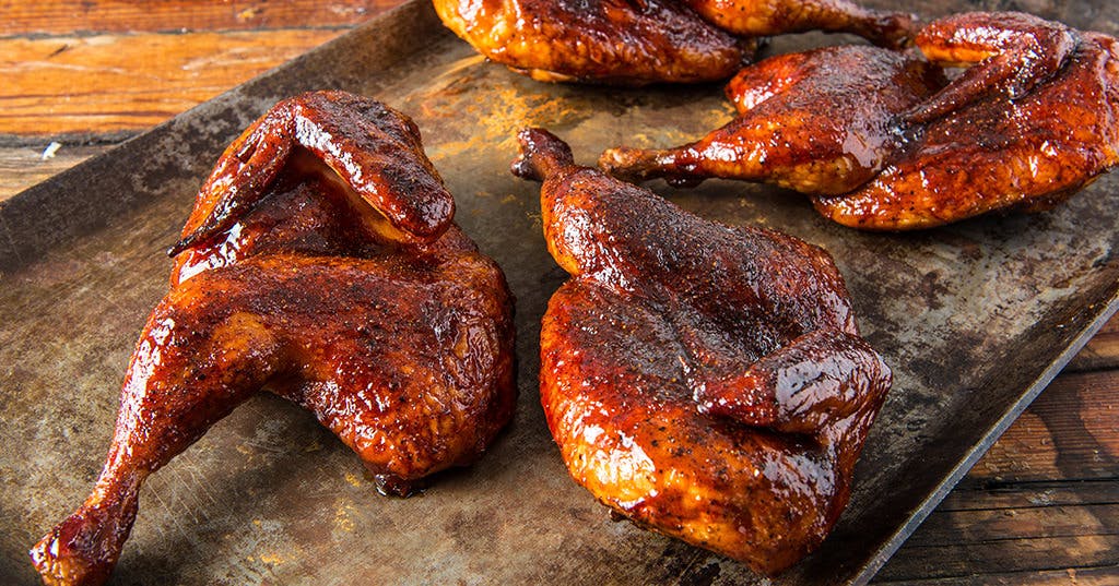 BBQ Halved Chickens By Doug Scheiding