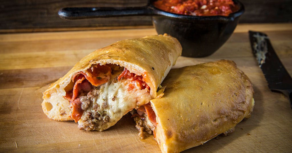 Baked Meat Lover's Calzone with Smoked Marinara