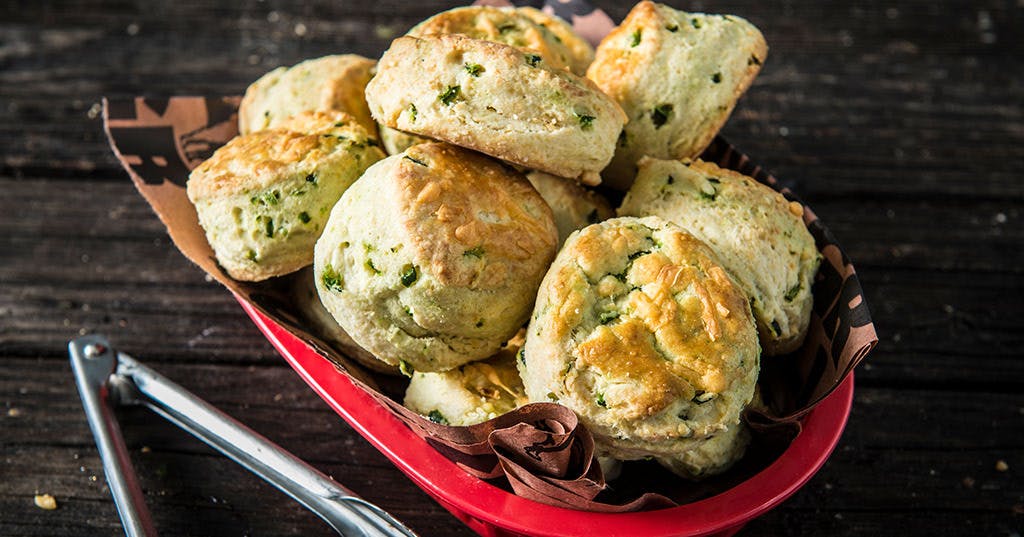 Baked Cheddar Poblano Biscuits