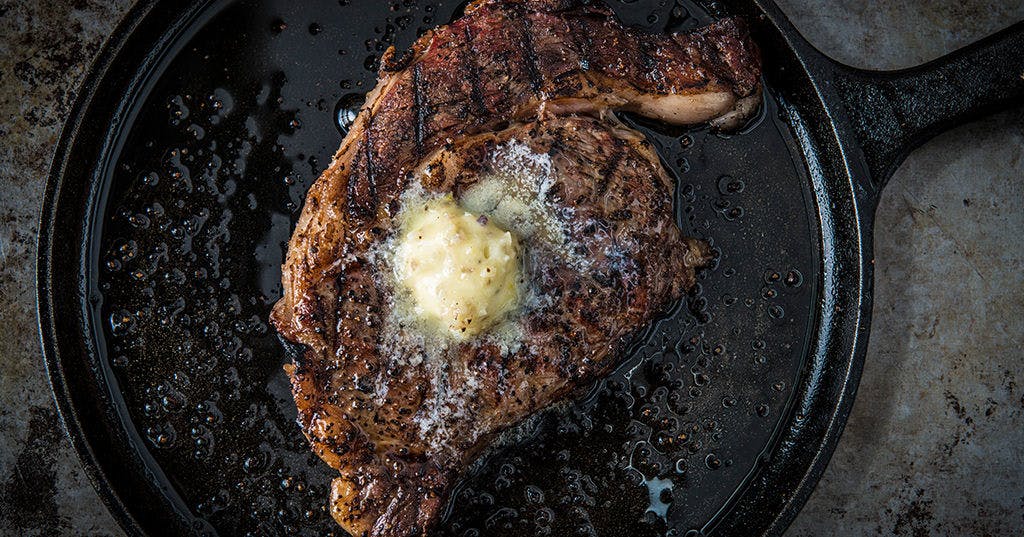 Reverse Seared Steak with Garlic Butter