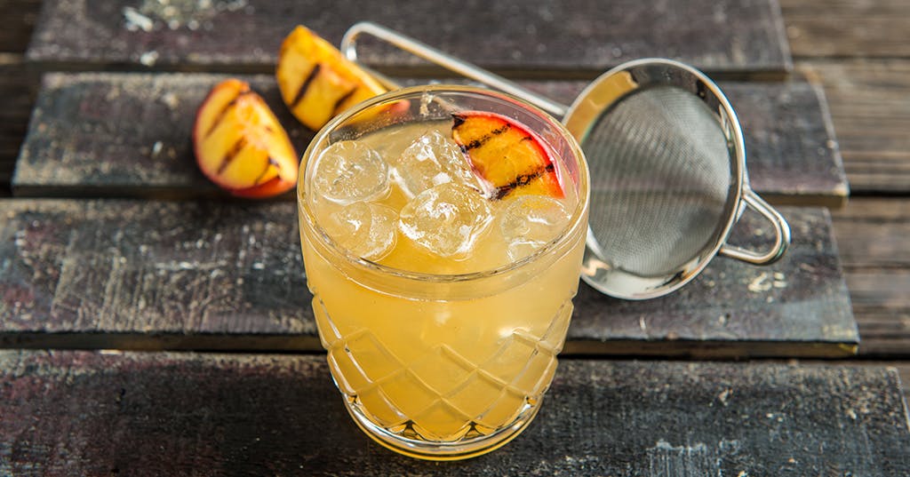 Grilled Peach Sour Cocktail