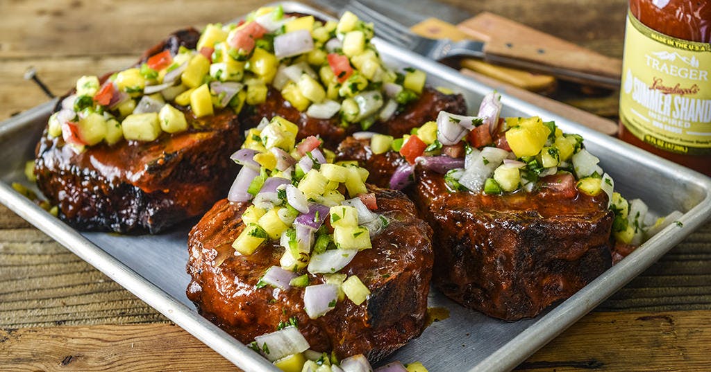 Grilled Pork Chops with Pineapple-Mango Salsa