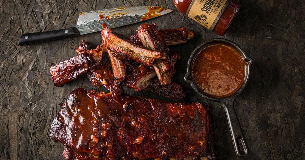 Smoked Ribs with Coconut Rum BBQ Sauce