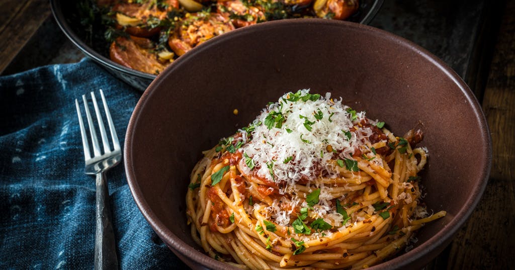 Spaghetti With Roasted Tomato Sauce