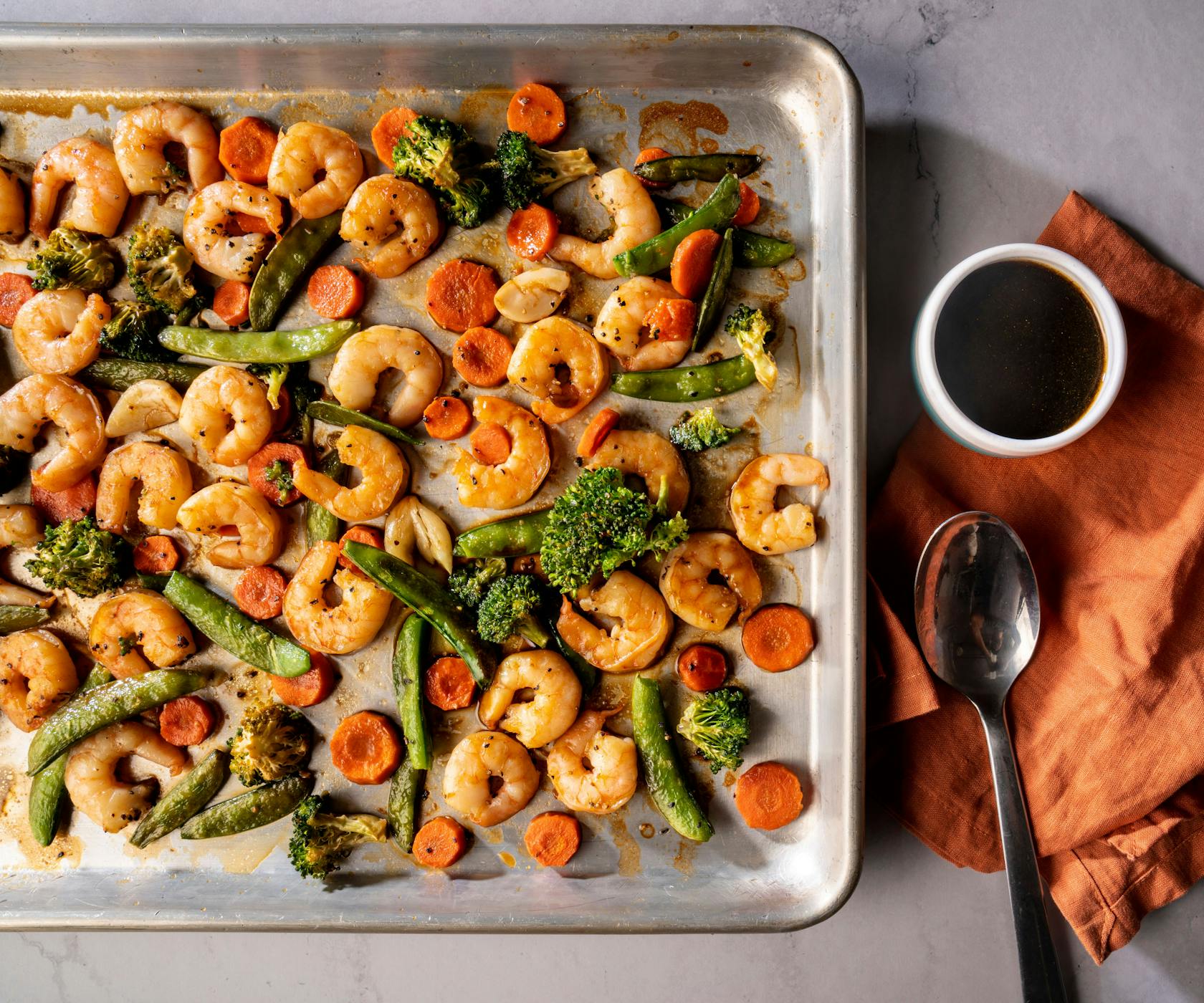 Shrimp and Broccoli Sheet Pan Supper