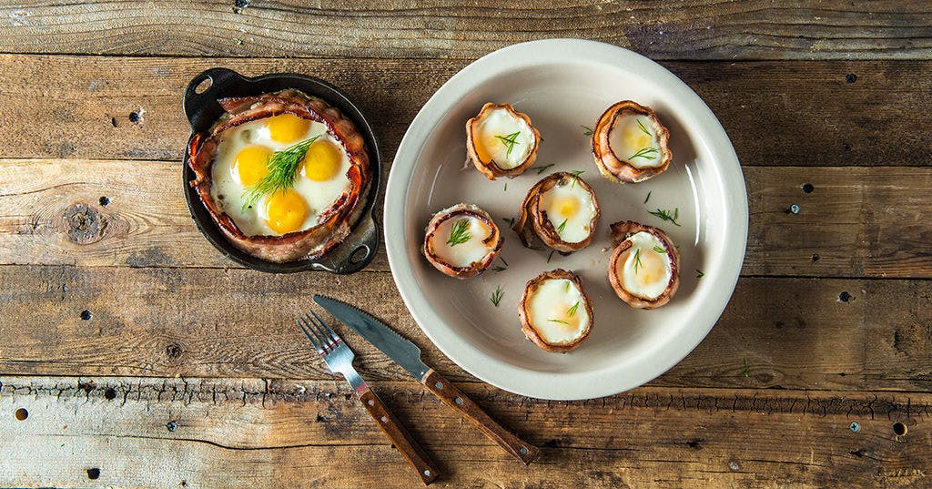 Baked Eggs in Bacon Nest