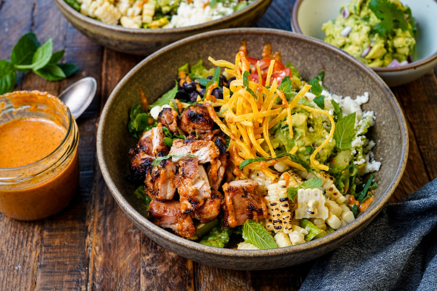 Chipotle-Lime Chicken Bowls with Guacamole