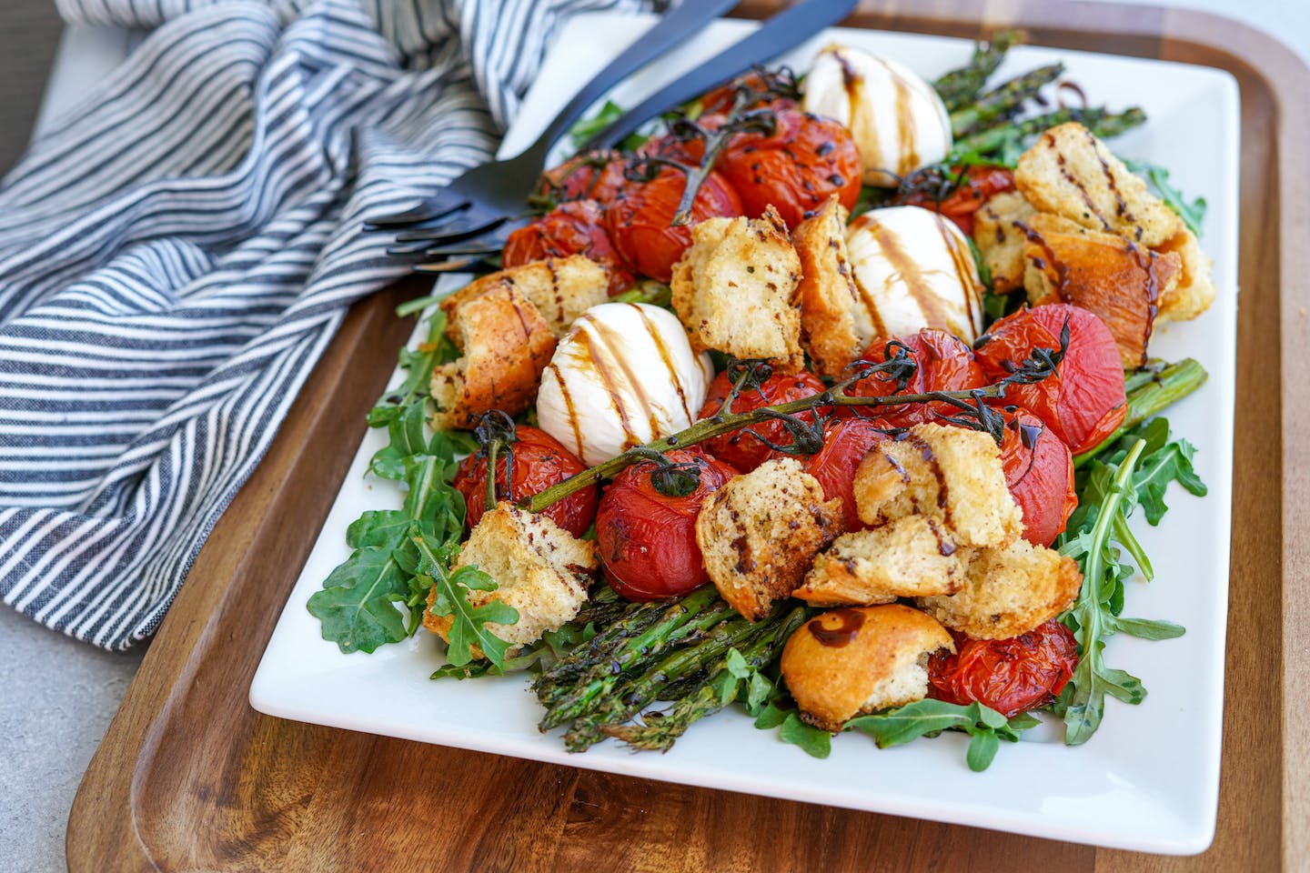 Grilled Burrata Salad with Ripped Croutons