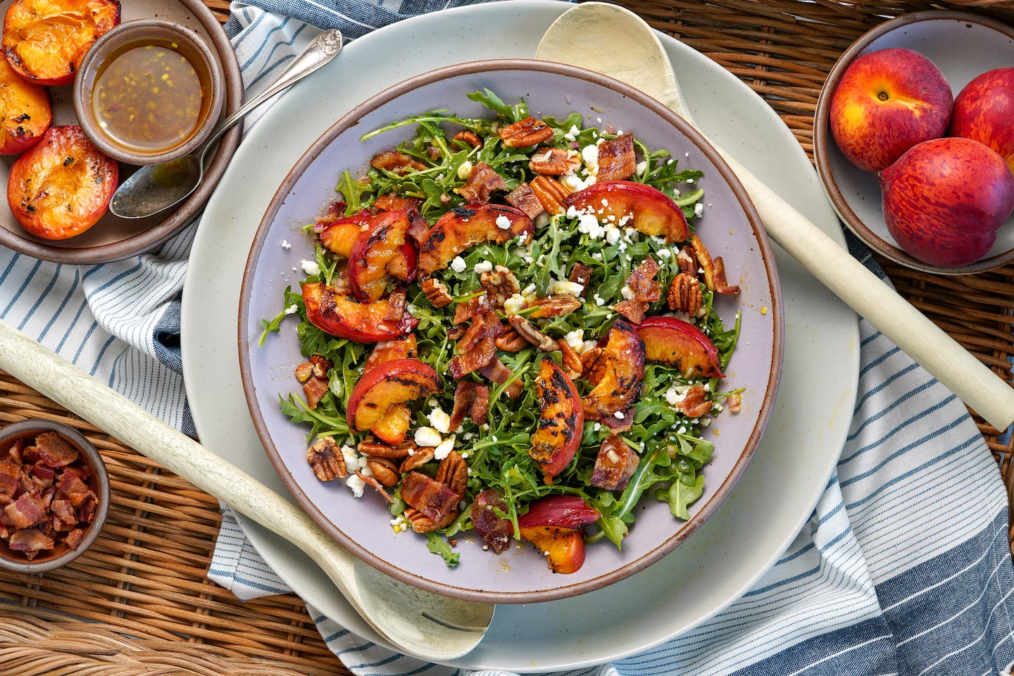 Grilled Peach and Bacon Salad with Maple Vinaigrette
