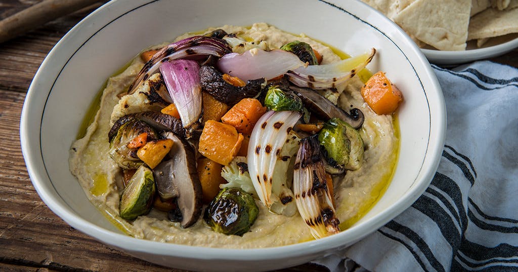 Smoked Hummus with Roasted Vegetables